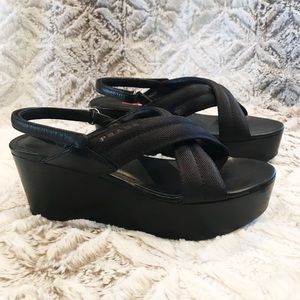 Prada Black Platform Sandals
